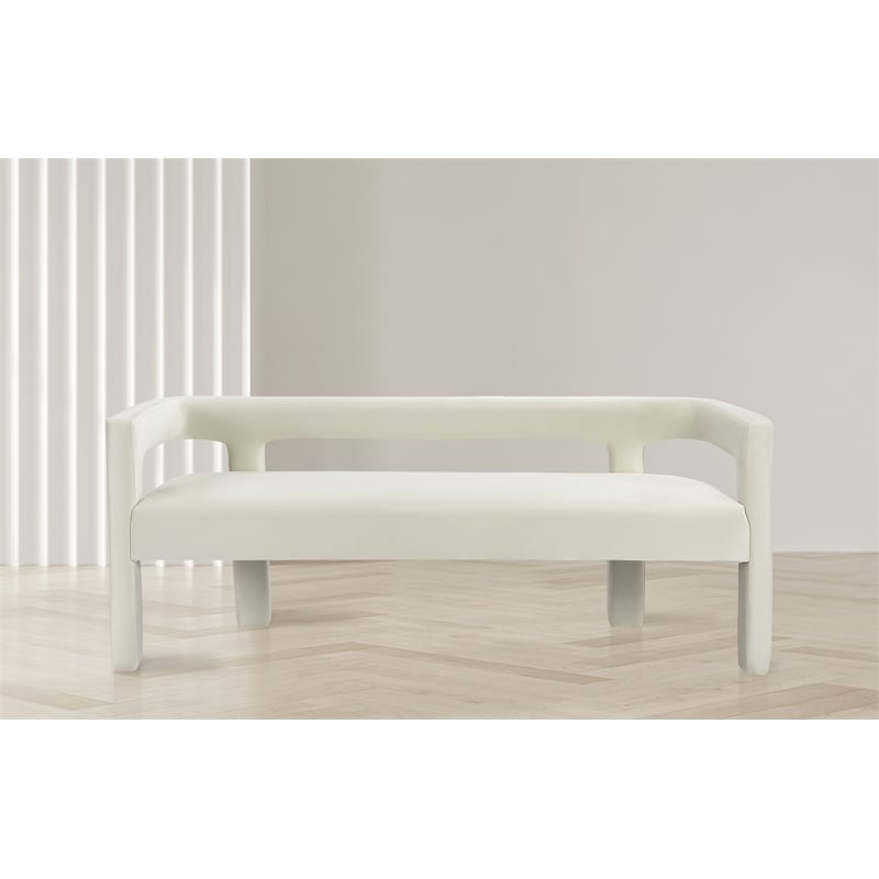 Meridian Furniture Athena Cream Velvet Bench