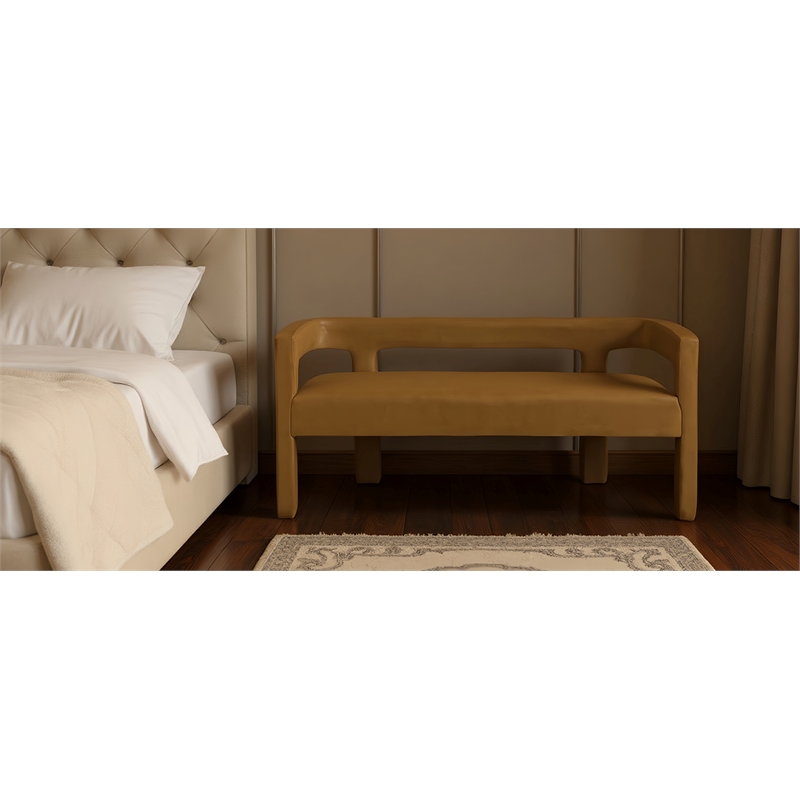 Meridian Furniture Athena Saddle Velvet Bench