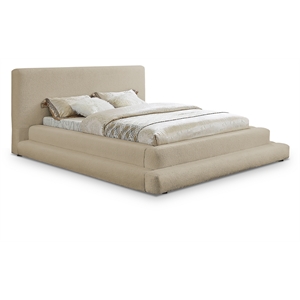 Meridian Furniture Dane Beige Teddy Fabric Queen Bed