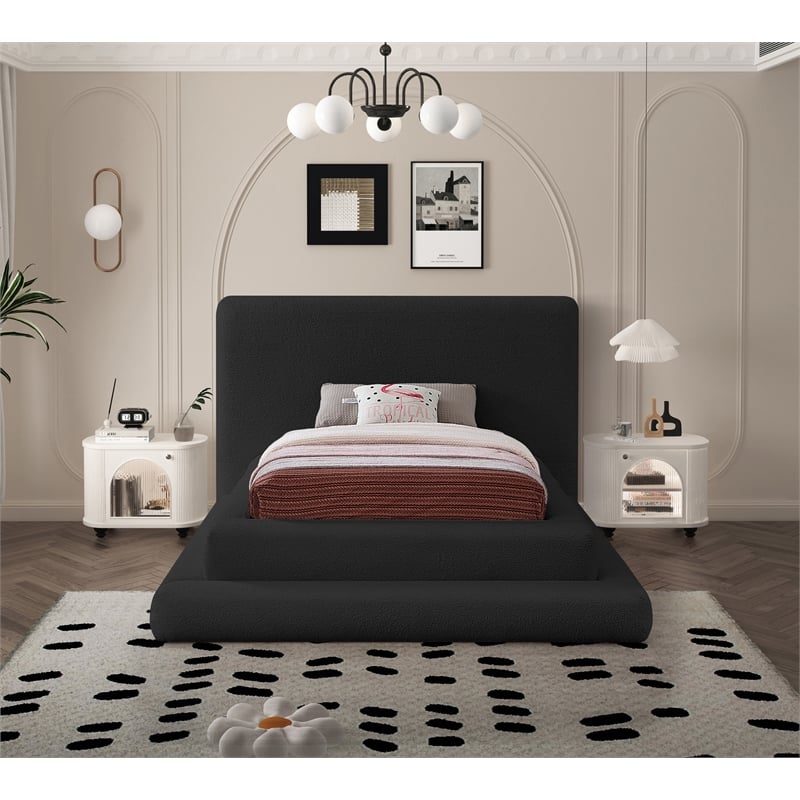 Meridian Furniture Dane Black Teddy Fabric Twin Bed