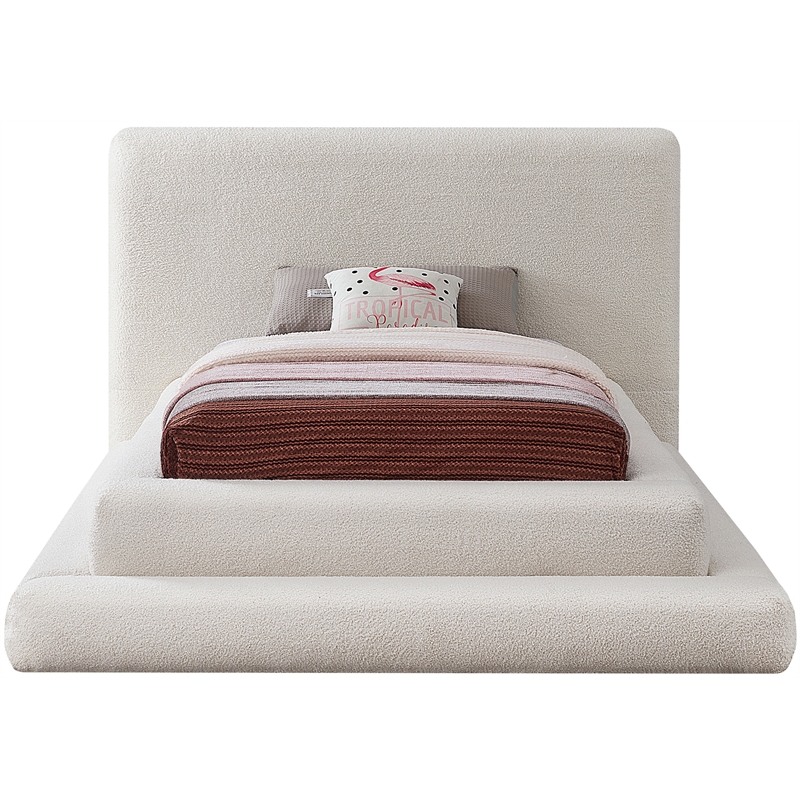 Meridian Furniture Dane Cream Teddy Fabric Twin Bed