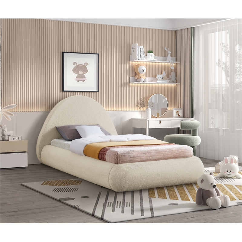 Meridian Furniture Rudy Beige Teddy Fabric Twin Bed