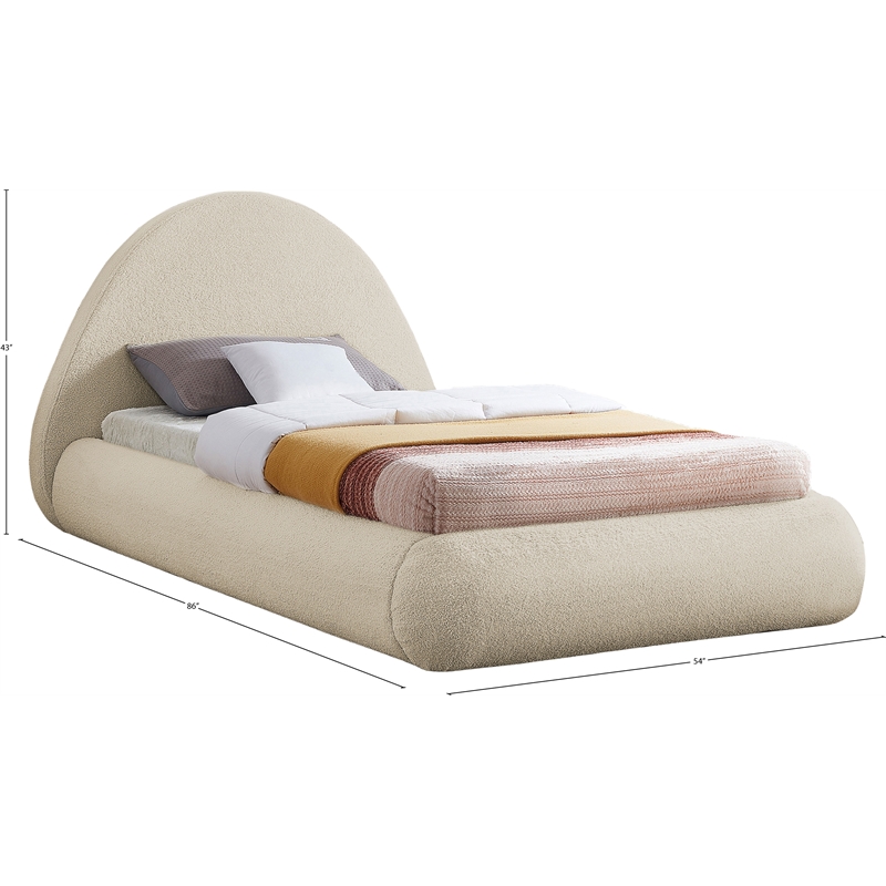 Meridian Furniture Rudy Beige Teddy Fabric Twin Bed