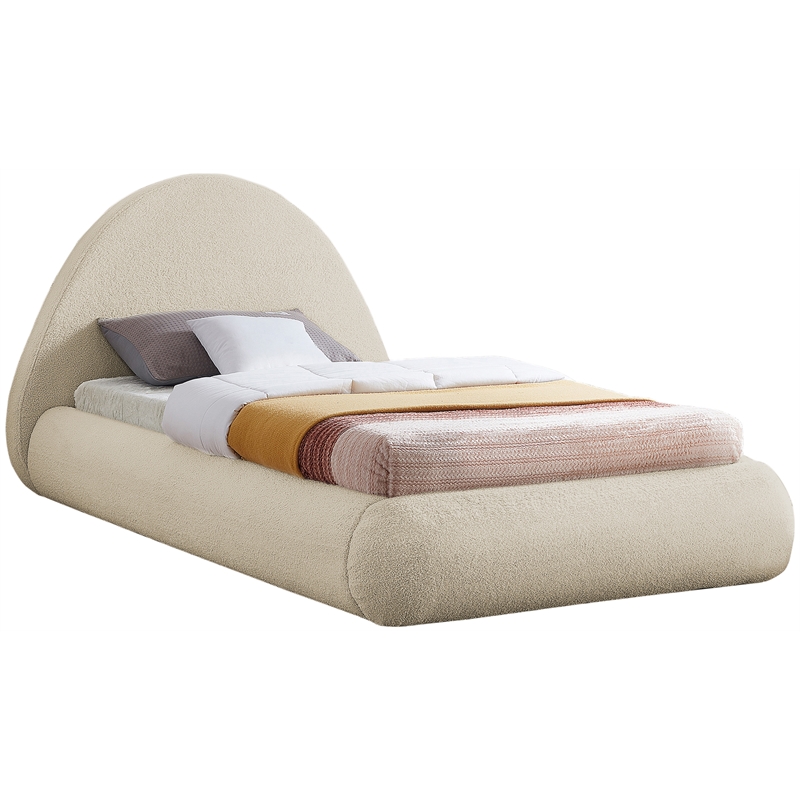Meridian Furniture Rudy Beige Teddy Fabric Twin Bed