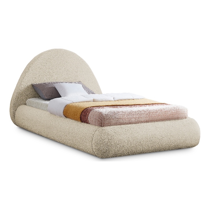 Meridian Furniture Rudy Beige Teddy Fabric Twin Bed