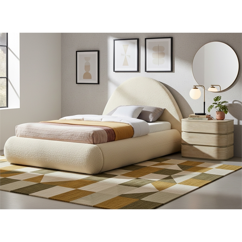 Meridian Furniture Rudy Beige Teddy Fabric Twin Bed