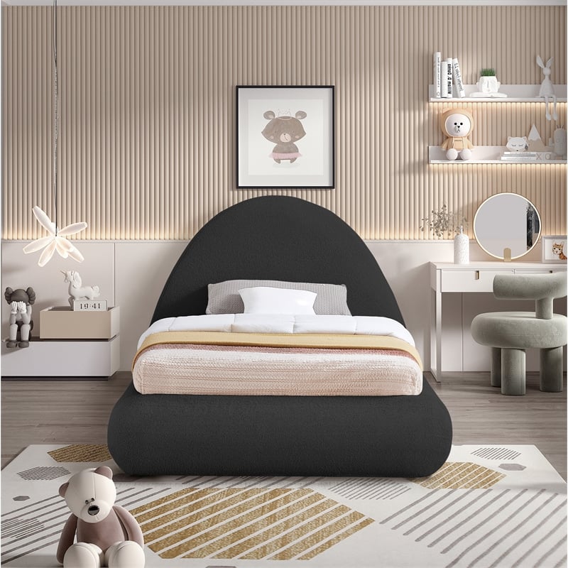 Meridian Furniture Rudy Black Teddy Fabric Twin Bed