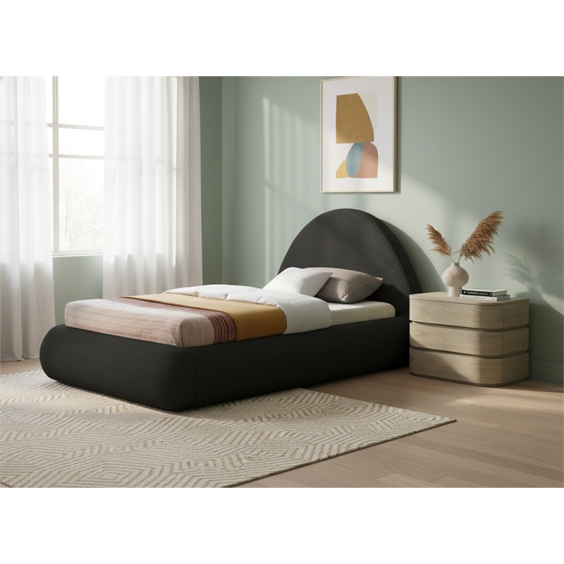Meridian Furniture Rudy Black Teddy Fabric Twin Bed