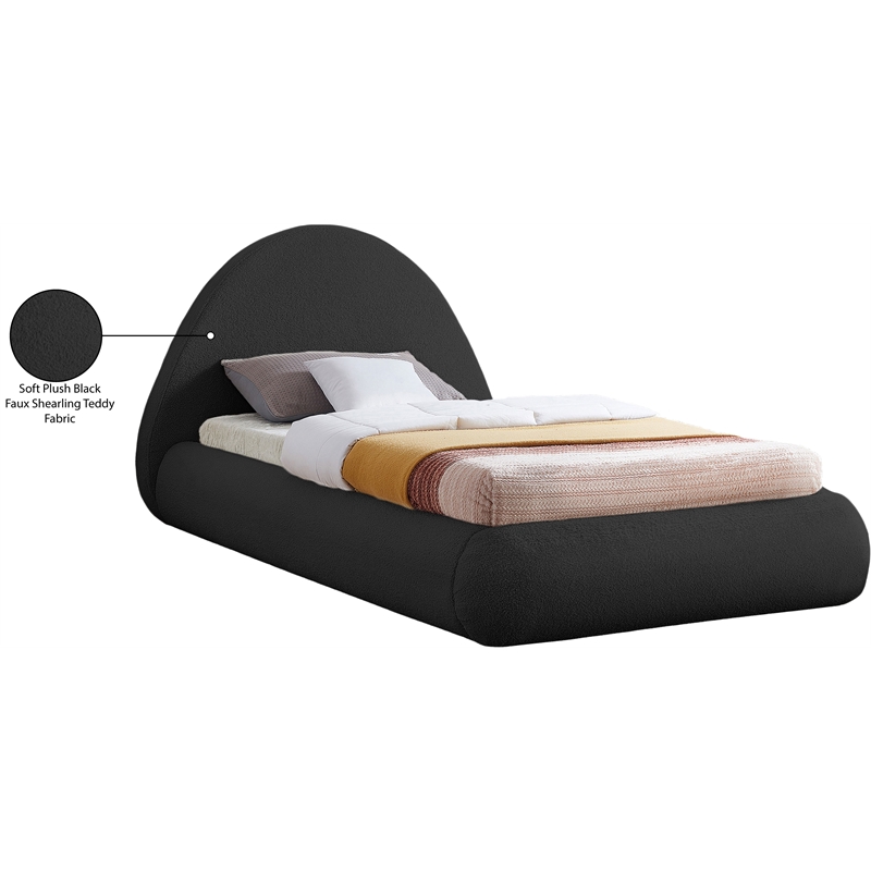 Meridian Furniture Rudy Black Teddy Fabric Twin Bed