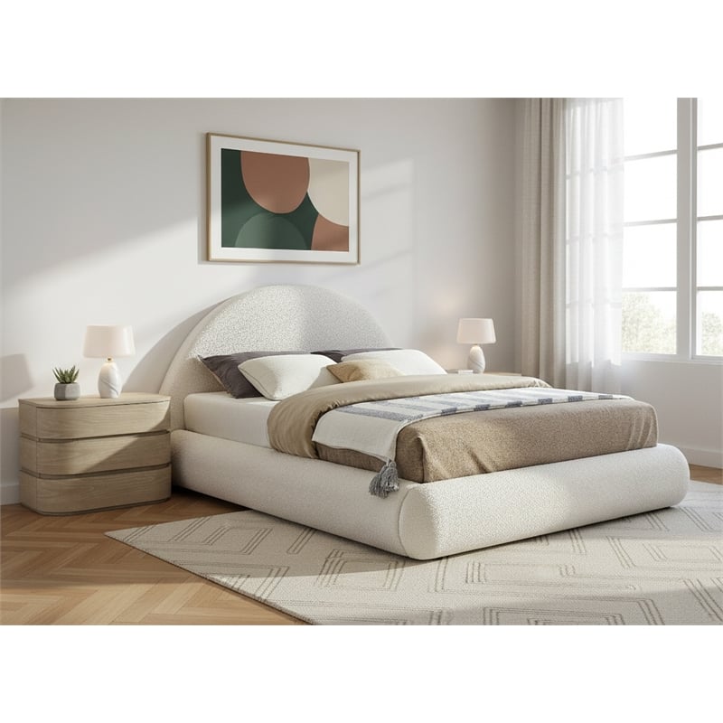 Meridian Furniture Rudy Cream Teddy Fabric King Bed