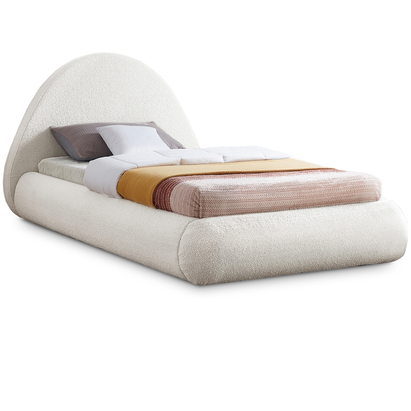 Meridian Furniture Rudy Cream Teddy Fabric Twin Bed