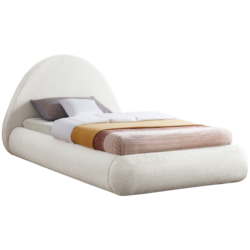 Meridian Furniture Rudy Cream Teddy Fabric Twin Bed