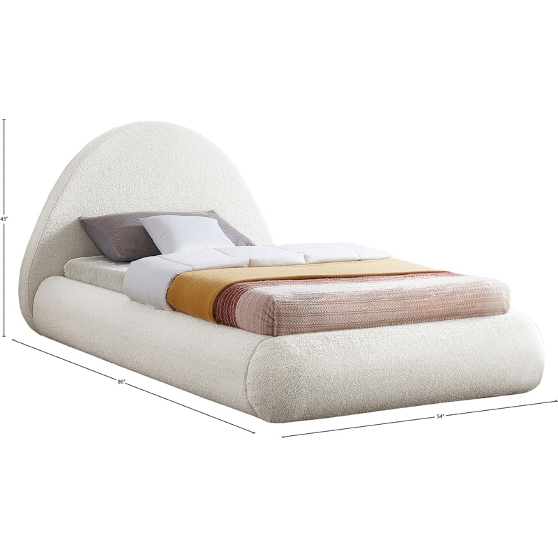 Meridian Furniture Rudy Cream Teddy Fabric Twin Bed