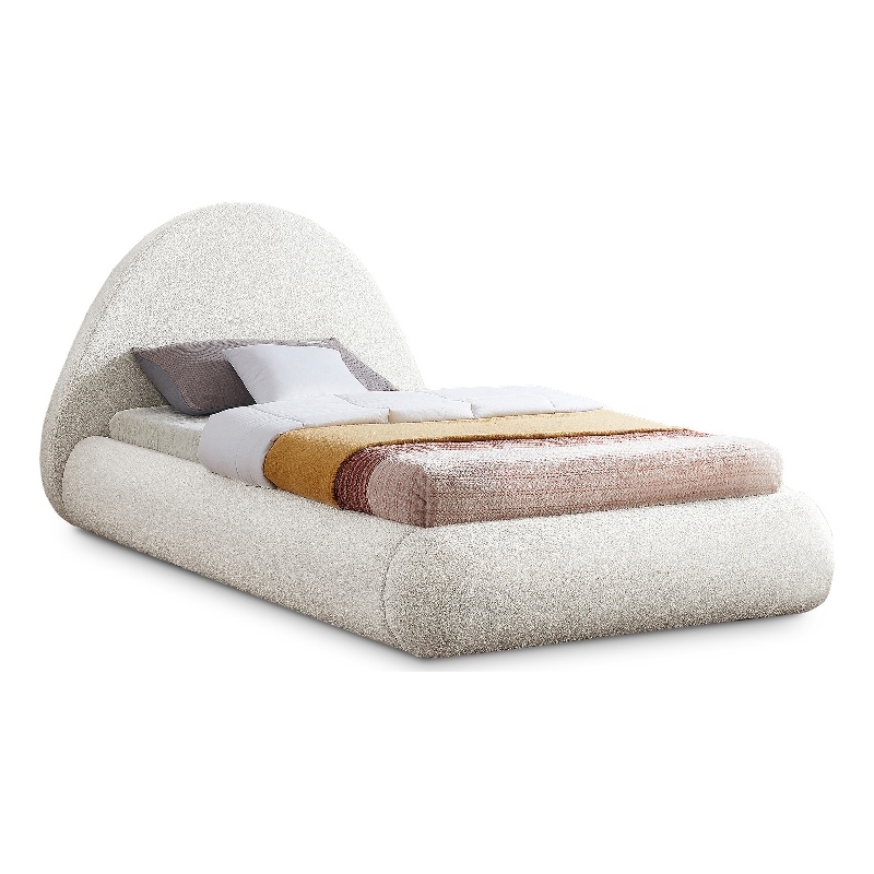 Meridian Furniture Rudy Cream Teddy Fabric Twin Bed