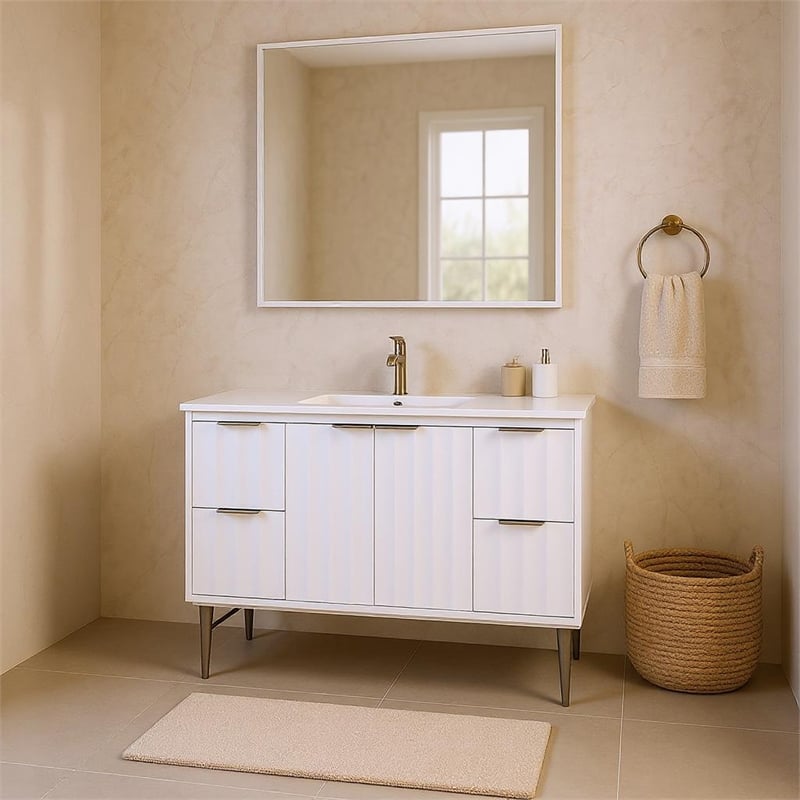 meridian furniture modernist white bathroom vanity