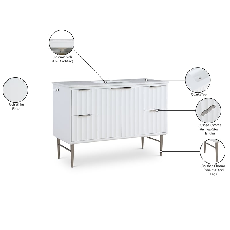 meridian furniture modernist white bathroom vanity