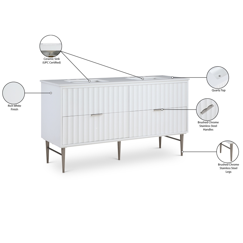 Meridian Furniture Modernist White Bathroom Vanity