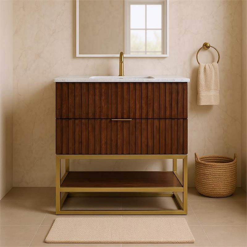 Meridian Furniture Monad Walnut Bathroom Vanity