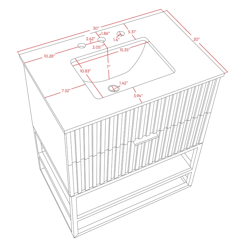 Meridian Furniture Monad Walnut Bathroom Vanity