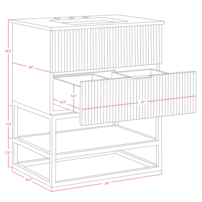 Meridian Furniture Monad Walnut Bathroom Vanity