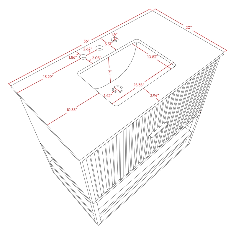 Meridian Furniture Monad Walnut Bathroom Vanity