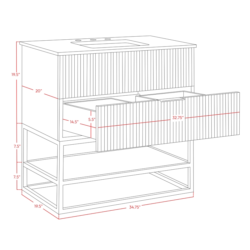 Meridian Furniture Monad Walnut Bathroom Vanity