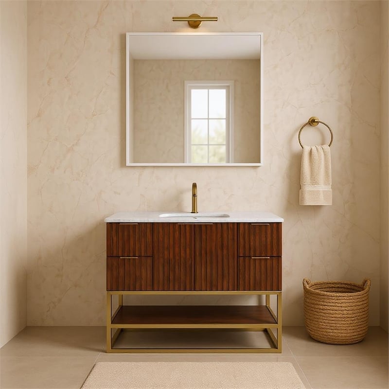 Meridian Furniture Monad Walnut Bathroom Vanity