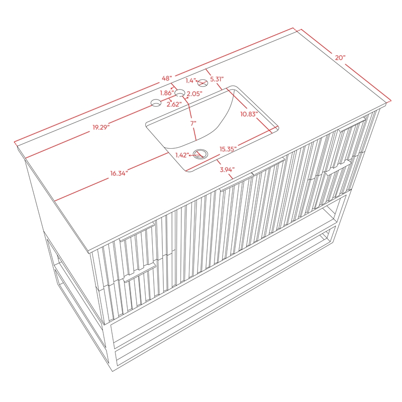 Meridian Furniture Monad Walnut Bathroom Vanity