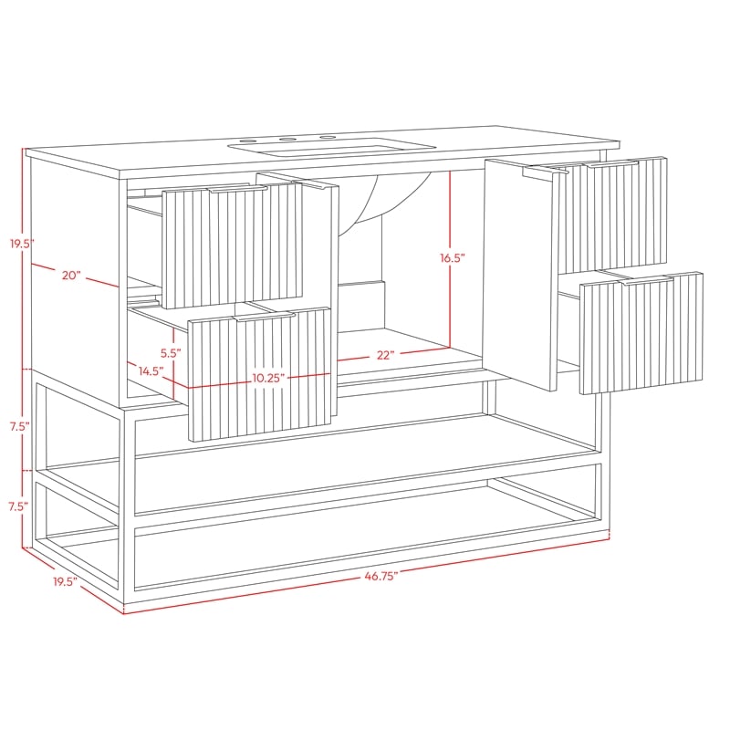 Meridian Furniture Monad Walnut Bathroom Vanity