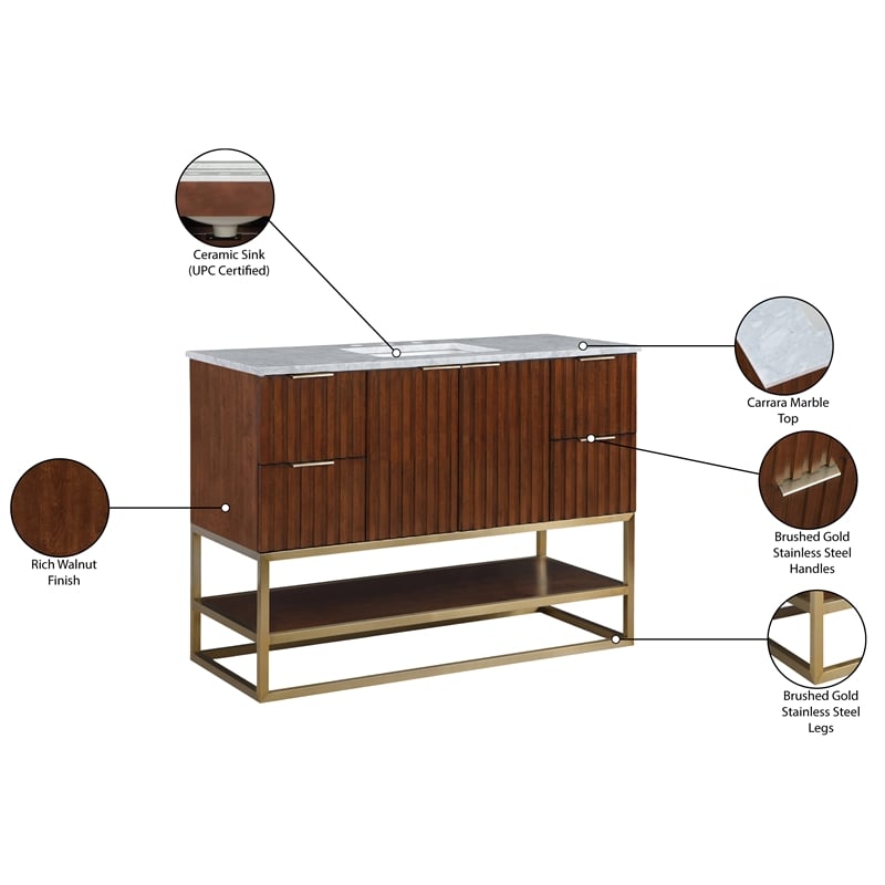 Meridian Furniture Monad Walnut Bathroom Vanity