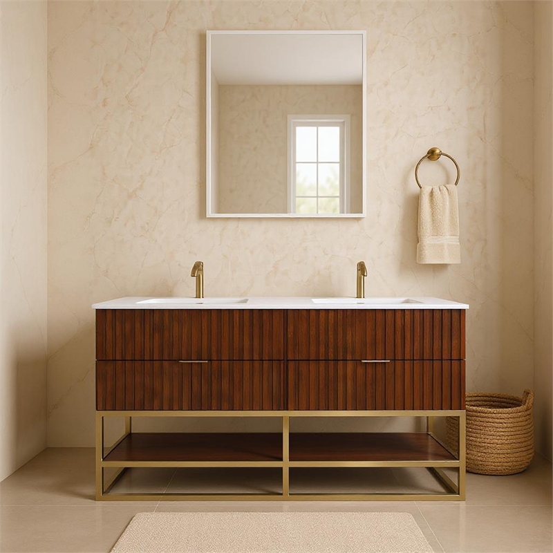 Meridian Furniture Monad Walnut Bathroom Vanity