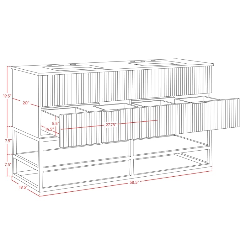 Meridian Furniture Monad Walnut Bathroom Vanity
