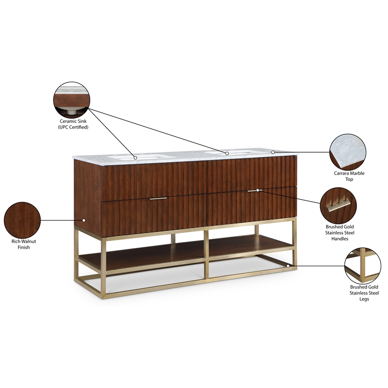 Meridian Furniture Monad Walnut Bathroom Vanity