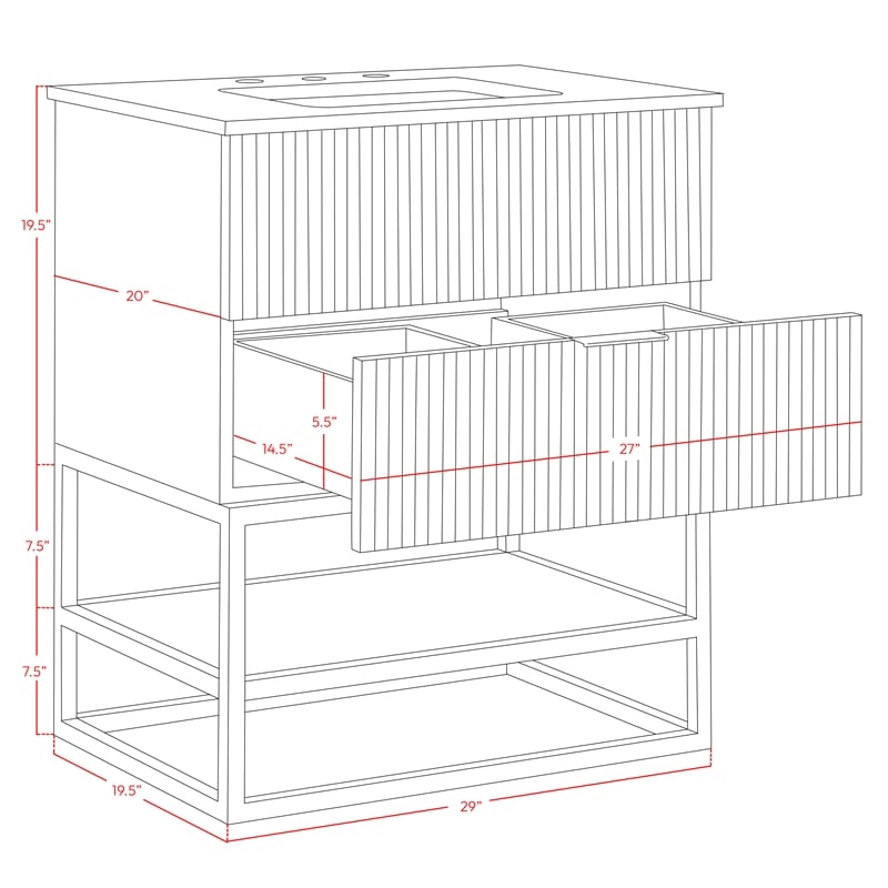 Meridian Furniture Monad White Bathroom Vanity