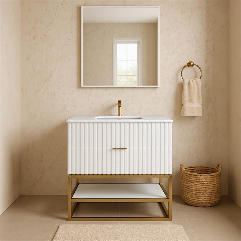 Meridian Furniture Monad White Bathroom Vanity
