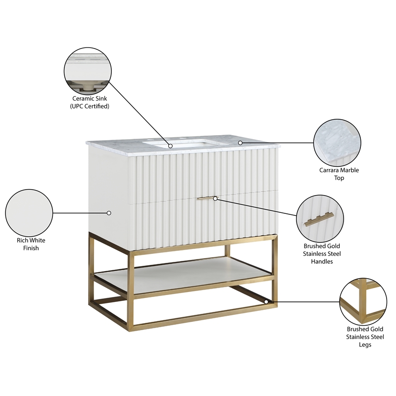 Meridian Furniture Monad White Bathroom Vanity