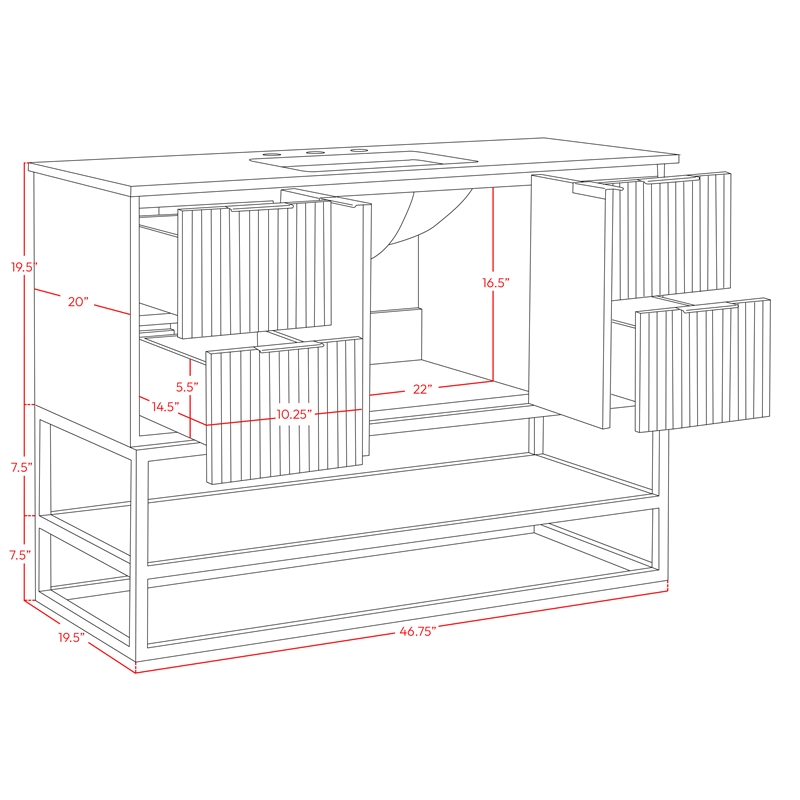 meridian furniture monad white bathroom vanity