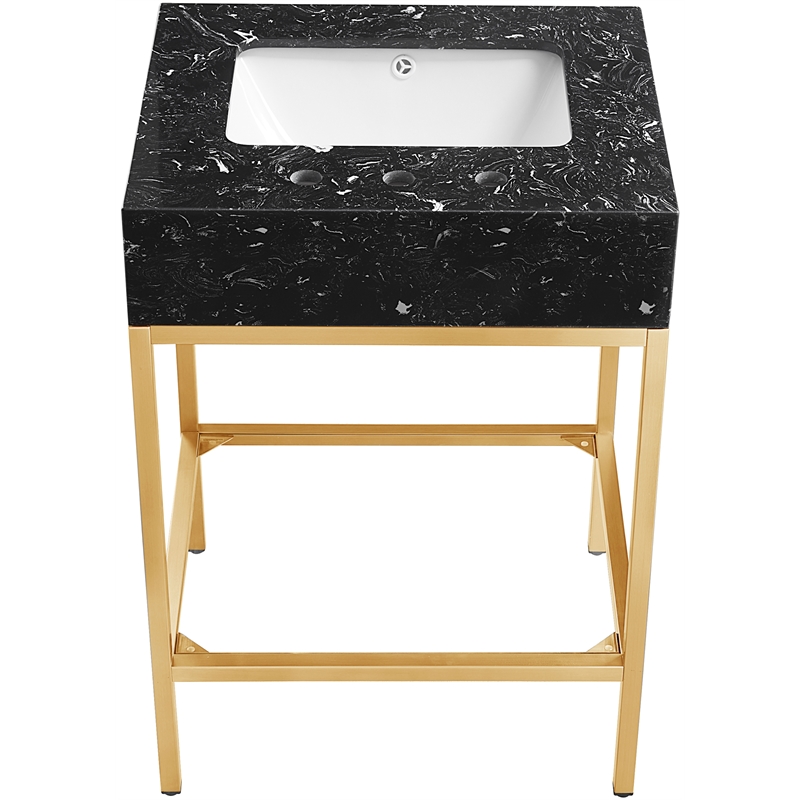 Meridian Furniture Marmo Black Engineered Stone Bathroom Vanity