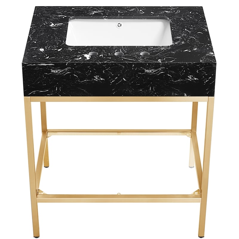 Meridian Furniture Marmo White Engineered Stone Bathroom Vanity