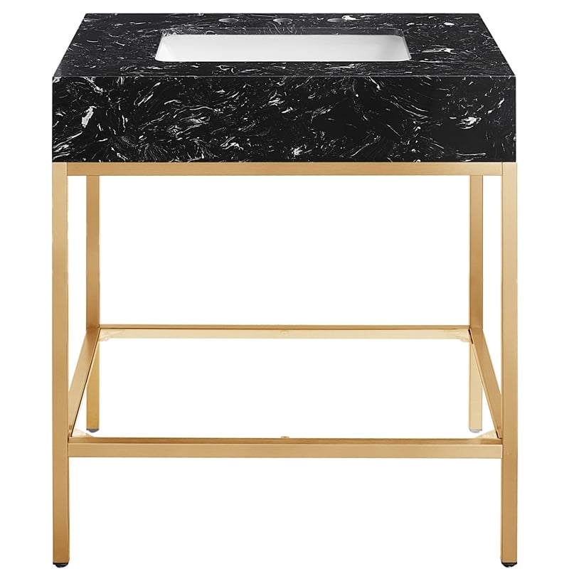 Meridian Furniture Marmo White Engineered Stone Bathroom Vanity