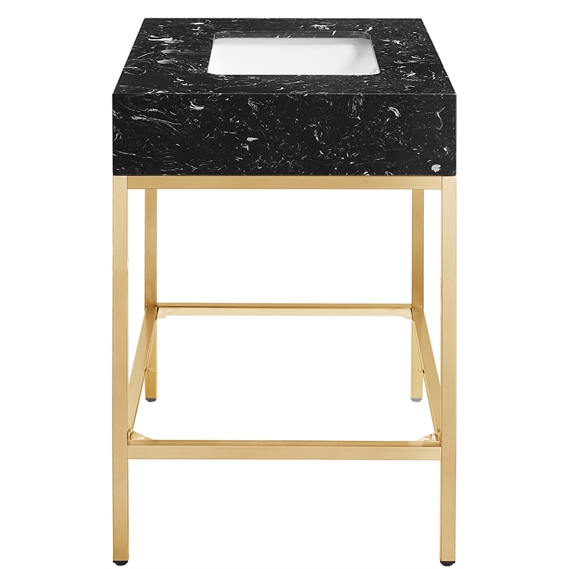 Meridian Furniture Marmo White Engineered Stone Bathroom Vanity