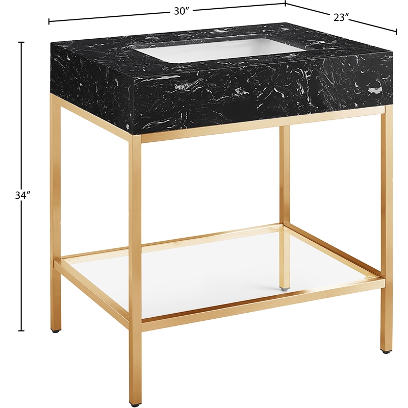Meridian Furniture Marmo White Engineered Stone Bathroom Vanity