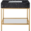 Meridian Furniture Marmo Black Engineered Stone Bathroom Vanity
