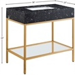 Meridian Furniture Marmo Black Engineered Stone Bathroom Vanity