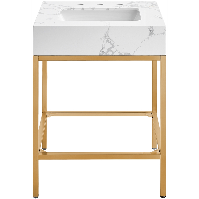 Meridian Furniture Marmo White Engineered Stone Bathroom Vanity