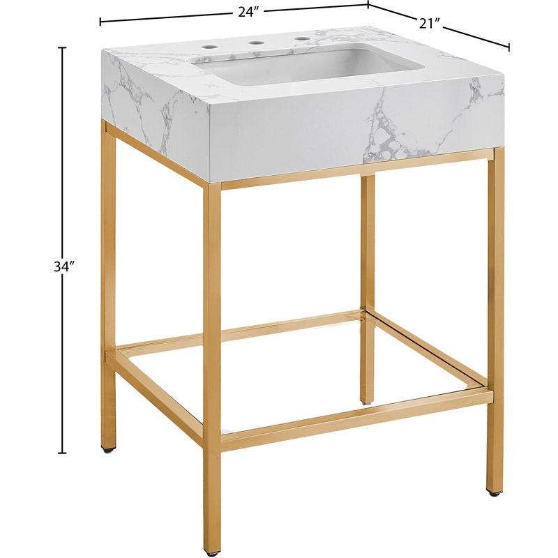Meridian Furniture Marmo White Engineered Stone Bathroom Vanity