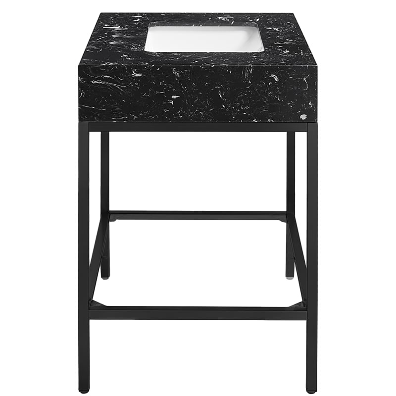 Meridian Furniture Marmo Black Engineered Stone Bathroom Vanity
