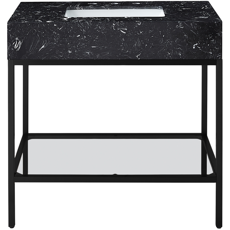 Meridian Furniture Marmo Black Engineered Stone Bathroom Vanity