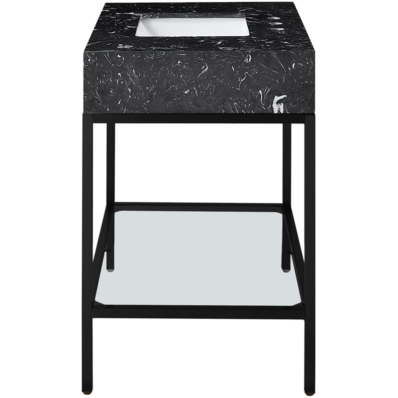 Meridian Furniture Marmo Black Engineered Stone Bathroom Vanity