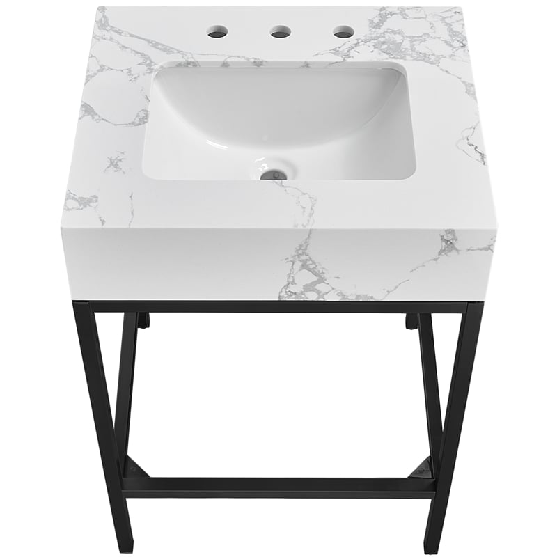 Meridian Furniture Marmo White Engineered Stone Bathroom Vanity
